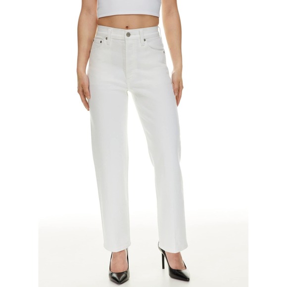 Denim Forum Denim - Denim Forum The Arlo High Rise Straight Jeans White 27L Aritzia Button Fly